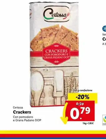 Lidl Crackers con pomodoro e grana padano dop offerta