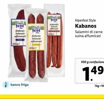 Lidl Kabanos salamini di carne suina affumicati 100g offerta