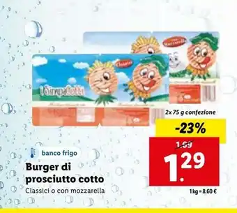Lidl Burger di prosciutto cotto 2x75g offerta