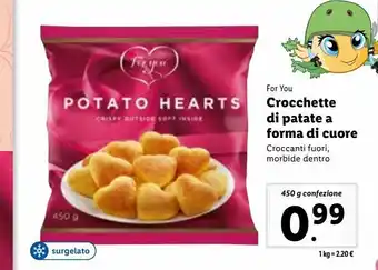 Lidl Crocchette di patate a forma di cuore 450g offerta