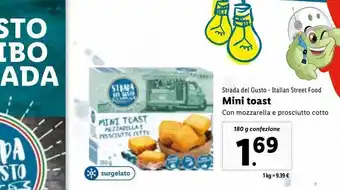 Lidl Mini toast con mozzarella e prosciutto cotto 180g offerta