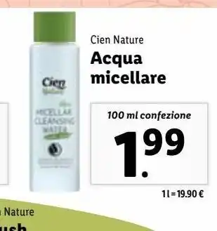 Lidl Acqua micellare cien nature 100ml offerta
