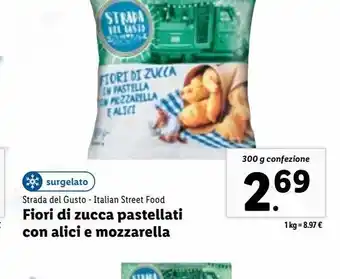 Lidl Fior di zucca pastellati con alici e mozzarella offerta