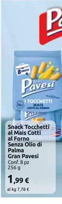 Carrefour Market Snack tocchetti al mais cotto al forno senza olio di palma gran pavesi 8x256g offerta