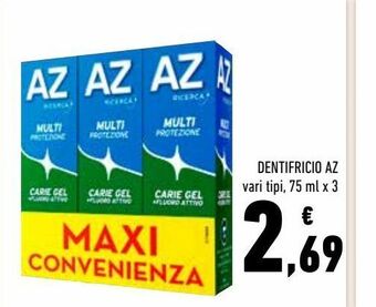 Conad Dentifricio az vari tipi , 75 ml x 3 offerta