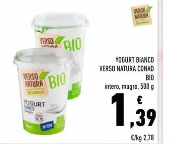Conad Yogurt bianco verso natura conad bio intero,magro , 500 g offerta