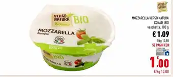 Conad Mozzarella verso natura conad bio vaschetta,100 g offerta