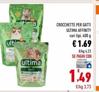 Conad Crocchette per gatti ultima affinity vari tipi, 400 g offerta