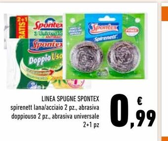 Linea spugne spontex spirenett lana/acciaio 2 pz. , abrasiva doppiouso 2 pz., abrasiva universale 2 + 1 pz