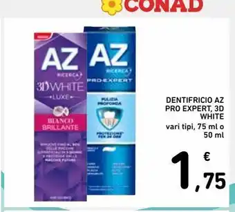Spazio Conad Dentifricio az pro expert, 3d white offerta