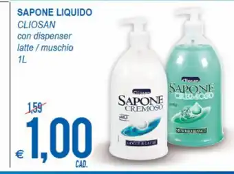 MD Discount Sapone Liquido Cliosan con dispenser latte/muschio 1L offerta
