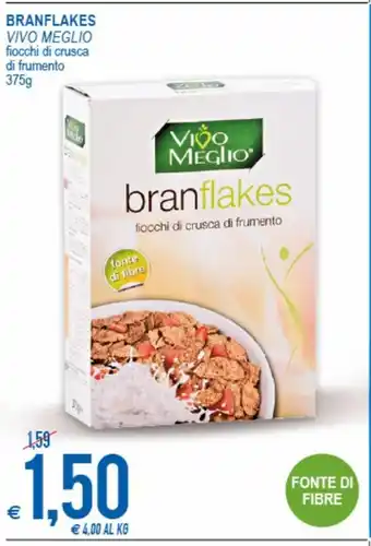 MD Discount Branflakes Vivo Meglio fiocchi di crusca di frumento 375g offerta