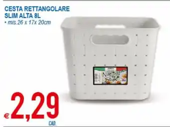 MD Discount Cesta Rettangolare Slim Alta IL mis. 26 x 17 x 20cm offerta