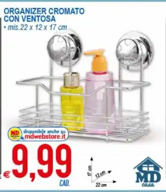 MD Discount Organizer Cromato Con Ventosa 22 x 12 x 17 cm offerta