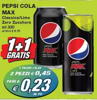 Prix Quality Pepsi Cola Max Classica/Lime Zero Zucchero ml 330 offerta