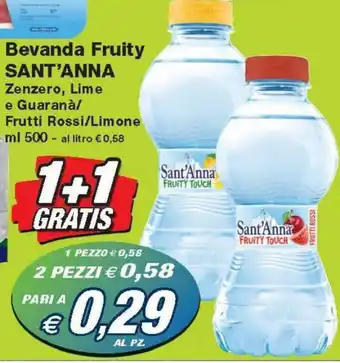 Sant'Anna Bevanda Fruity Zenzero, Lime e Guaranà/Frutti Rossi/Limone ml 500