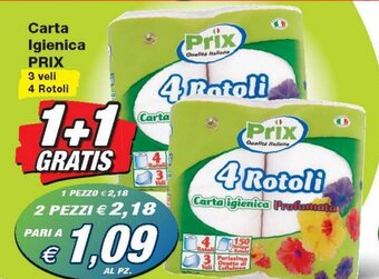 Prix Quality Prix Carta Igienica 3 veli 4 Rotoli offerta