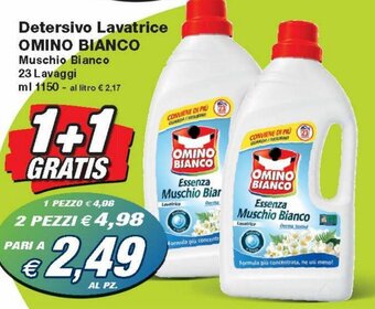 Prix Quality Omino Bianco Detersivo Lavatrice Muschio Bianco 23 Lavaggi ml 1150 offerta