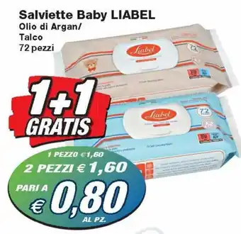 Prix Quality Liabel Salviette Baby Olio di Argan/Talco 72 pezzi offerta