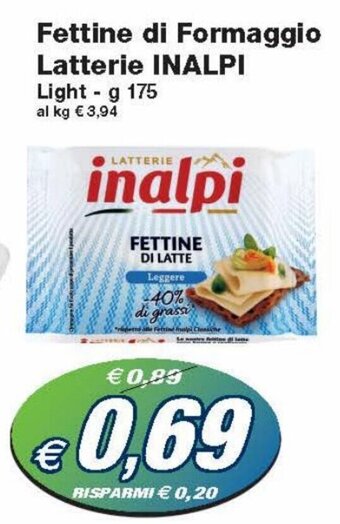 Prix Quality Inalpi Fettine di Formaggio Latterie Light g 175 offerta