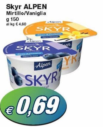 Prix Quality Alpen Skyr Mirtillo/Vaniglia g 150 offerta
