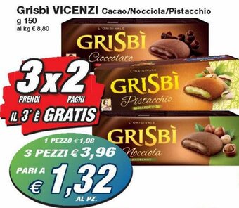 Prix Quality Vicenzi Grisbì Cacao/Nocciola/Pistacchio g 150 offerta