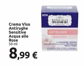 Carrefour Iper Crema viso antirughe sensitive acqua alle rose offerta