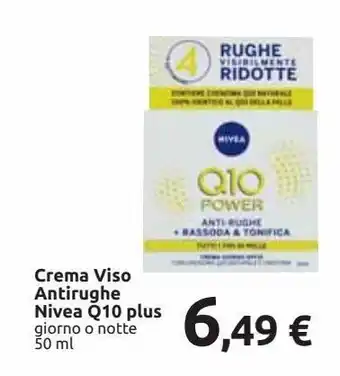 Carrefour Iper Crema viso antirughe nivea q10 plus offerta
