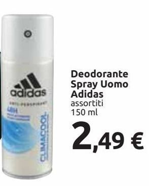 Carrefour Iper Deodorante spray uomo adidas offerta