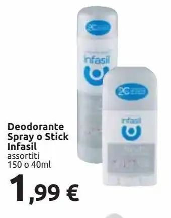Carrefour Iper Deodorante spray o stick infasil offerta