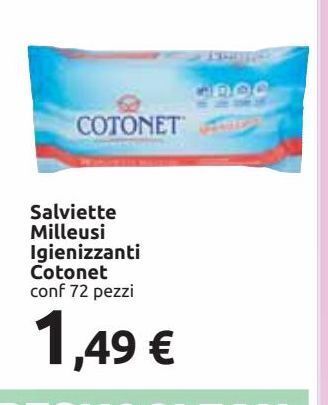 Carrefour Iper Salviette milleusi igienizzanti cotonet offerta