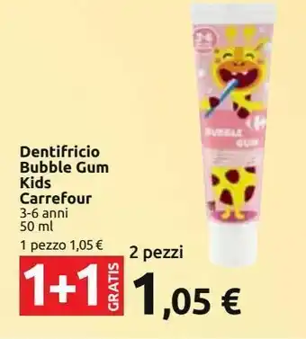 Dentifricio bubble gum kids carrefour