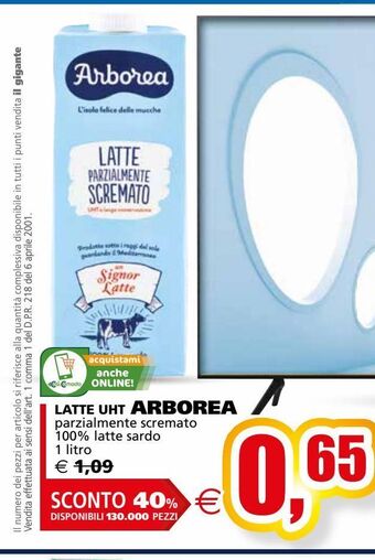 Il Gigante Latte parzialmente scremato arborea offerta