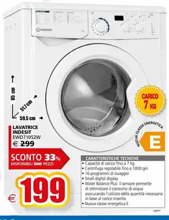 Il Gigante Lavatrice indesit ewd71052w offerta
