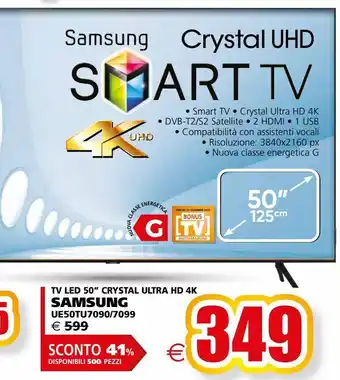 Il Gigante Tv led 50'' crystal ultra hd 4 k samsung offerta