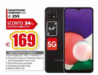 Il Gigante Smartphone samsung a22 offerta