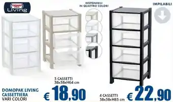 Casa & Co Domopak Living Cassettiera vari colori 3 cassetti 38x38xH64 cm offerta