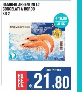Adhoc Gamberi argentini l2 congelati a bordo kg 2 offerta