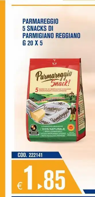 Adhoc 5 snack parmigiano reggiano parmareggio g 20x5 offerta