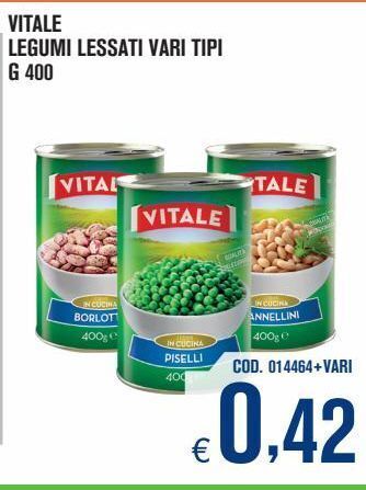 Adhoc Vitale legumi lessati vari tipi g 400 offerta