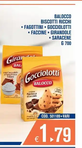 Biscotti ricchi balocco fagottini, gocciolotti, faccine, girandole, saracene g 700