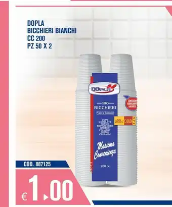 Bicchieri bianchi dopla cc 200 pz 50x2