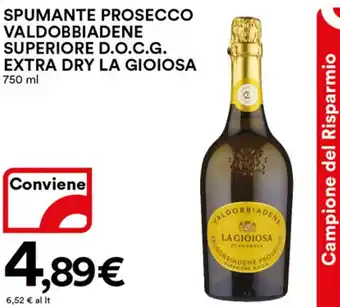 Ipercoop La Gioiosa Extra Dry Spumante Prosecco Valdobbiadene Superiore D.O.C.G. 750 ml offerta