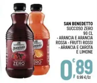Ottimo Market San Benedetto Succoso Zero 90 cl Arancia E Arancia Rossa -Frutti Rossi -Arancia E Carota E Limone offerta