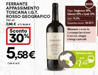 Ipercoop Rosso Geografico Ferrante Appassimento Toscana I.G.T. 750 ml offerta