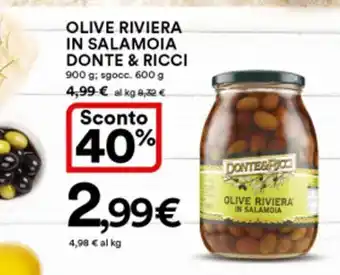 Ipercoop Donte & Ricci Olive Riviera in Salamoia 900 g offerta