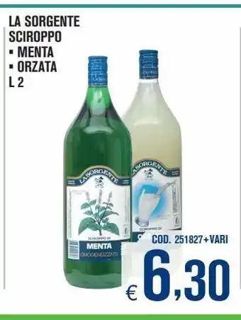 Adhoc La sorgente sciroppo menta, orzata l 2 offerta