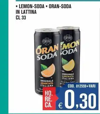 Lemonsoda, oransoda in lattina cl 33