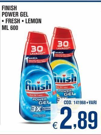 Adhoc Finish power gel fresh, lemon ml 600 offerta