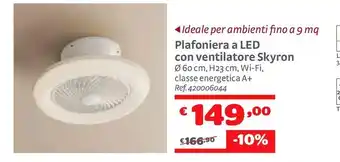 Plafoniera a led con venitlatore skyron